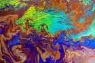 Abstract pattern in oil spilled in small stream-Costa Rica Art Print